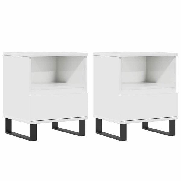 vidaXL Tables de chevet 2 Pièces blanc brillant 40x35x50 cm