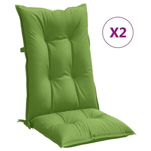 vidaXL Coussins de chaise à dossier haut lot de 2 vert mélangé tissu