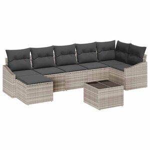 vidaXL Ensemble de canapé de jardin 8 Pièces Gris clair Poly rotin