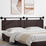 vidaXL Tête de lit suspendue Avec lumière LED Marron foncé Tissu