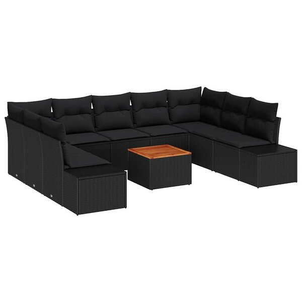 vidaXL Ensemble de canapé de jardin 10 Pièces Noir