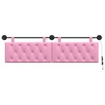 vidaXL Tête de lit suspendue Avec lumière LED Rose Tissu