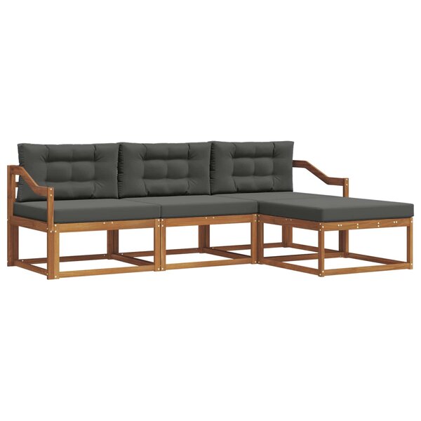 vidaXL Ensemble de canapés d'extérieur 4 Pièces Naturel et Anthracite