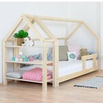 Lit cabane avec étagère 80 x 160 verni