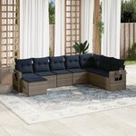 vidaXL Salon de jardin 8 Pièces avec coussins gris résine tressée