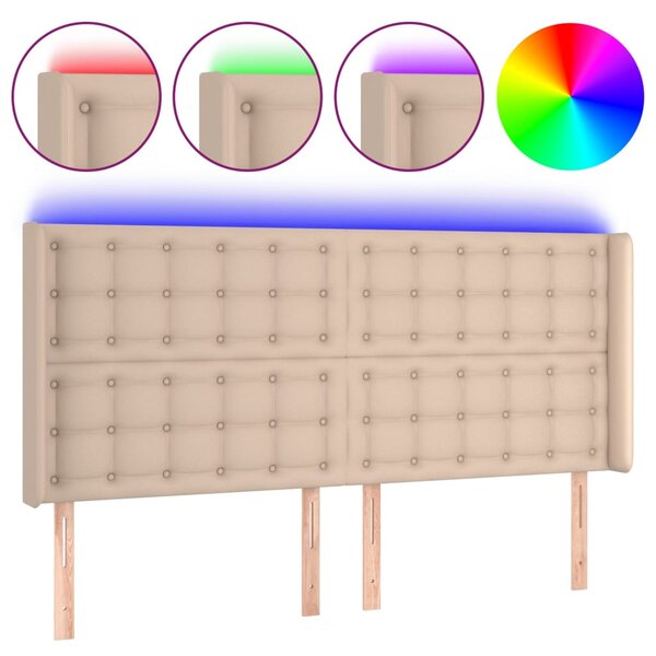 vidaXL Tête de lit à LED Cappuccino 163x16x118/128 cm Similicuir