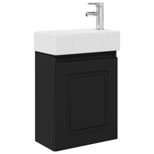 vidaXL Meuble de salle de bain avec robinet Noir 45 5 x 22 5 x 84 cm
