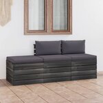 vidaXL Salon palette de jardin 3 Pièces avec coussins Bois de pin massif