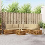 vidaXL Ensemble de canapés d'extérieur 7 Pièce Naturel et Beige