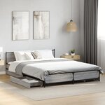 vidaXL Cadre de lit et tiroirs sonoma gris 140x200cm bois d'ingénierie