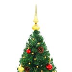 vidaXL Arbre de Noël artificiel pré-éclairé avec boules vert 210 cm