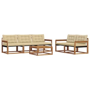 vidaXL Ensemble de canapés d'extérieur 6 pc Naturel et Beige