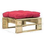 vidaXL Repose-pied palette de jardin avec coussin en rouge vert bois