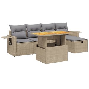 vidaXL Salon de jardin avec coussins 6 Pièces beige résine tressée