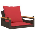 vidaXL Balancelle avec coussins marron 63x62x40 cm résine tressée
