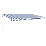 vidaXL Auvent automatique capteur de vent LED 500x350 cm Bleu et blanc