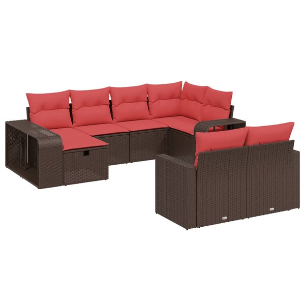 vidaXL Salon de jardin 10 Pièces avec coussins marron résine tressée
