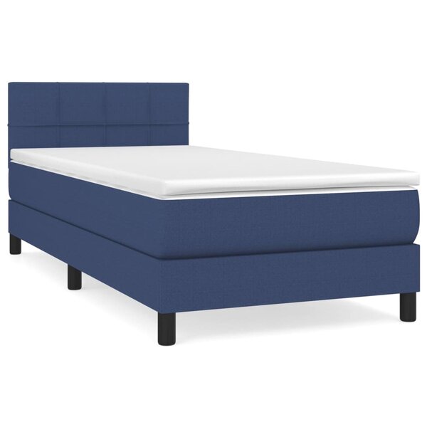 vidaXL Sommier à lattes de lit avec matelas Bleu 90x190 cm Tissu