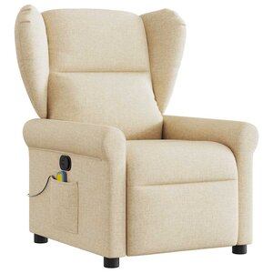 vidaXL Fauteuil de massage inclinable Crème Tissu