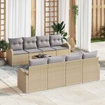 vidaXL Ensemble de canapé de jardin avec coussin 9 Pièces Beige et gris
