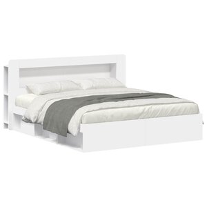 vidaXL Cadre de lit avec rangement avec tête de lit Blanc 180 x 200 cm