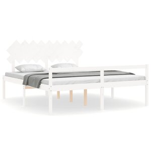 vidaXL Lit pour personne âgée sans matelas blanc bois massif