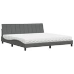 vidaXL Lit avec matelas gris foncé 200x200 cm tissu