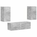 vidaXL Ensemble de meuble TV mural 4 Pièces Gris béton Bois d'ingénierie