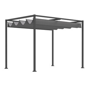 Pergola rétractable 2 98L x 2 13l x 2 22H m structure métal époxy anticorrosion toile polyester haute densité 180 g/m² incluse gris
