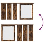 vidaXL Porte-manteau mural avec étagère Montage mural avec miroir Chêne fumé 85 x 10 x 45 cm