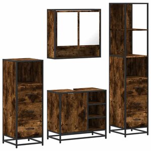 vidaXL Ensemble meubles salle de bain 4 Pièces chêne fumé bois ingénierie