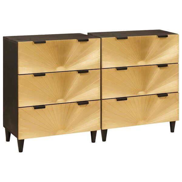 vidaXL Buffet 2 Pièces Noir et or 60 x 33 x 75 cm Bois de mangue massif