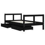 vidaXL Cadre de lit pour enfant tiroirs noir 80x160 cm bois pin massif