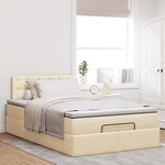 vidaXL Lit ottoman avec matelas et LED crème 120x190 cm tissu