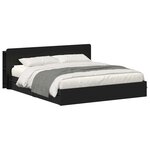 vidaXL Cadre de lit avec rangement Noir 200 x 200 cm Bois d'ingénierie