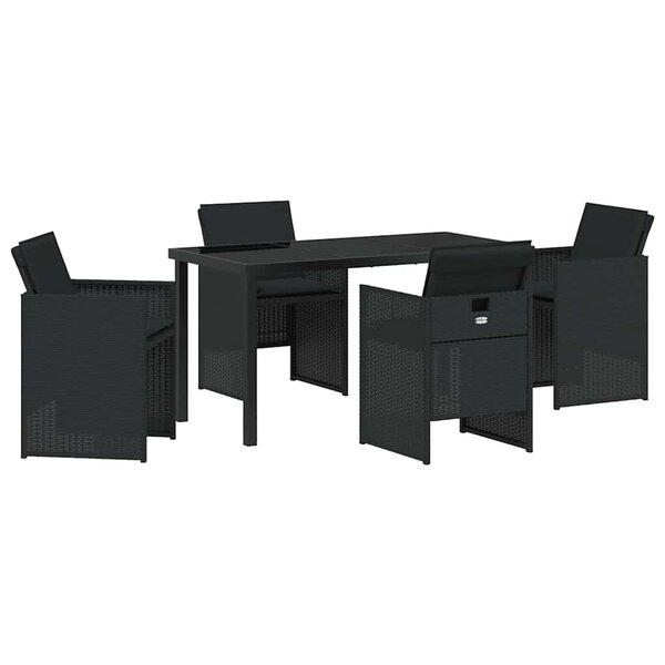 vidaXL Ensemble de salle à manger pour jardin 5 Pièces Noir Poly rotin