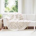 vidaXL Couverture en Fourrure de Lapin Synthétique Blanc 150 x 220 cm