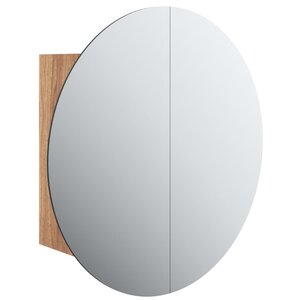 vidaXL Armoire de salle de bain miroir rond et LED Chêne 40x40x17 5 cm