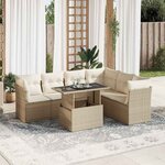 vidaXL Salon de jardin avec coussins 7 Pièces beige résine tressée
