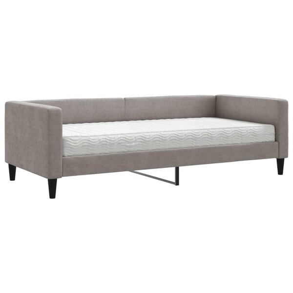 vidaXL Lit de jour avec matelas taupe 90x200 cm tissu