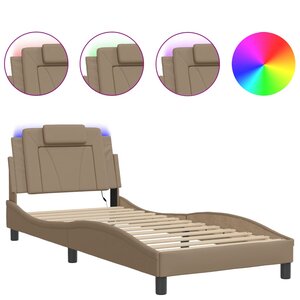 vidaXL Cadre de lit Viana avec LED sans matelas cappuccino 90x190 cm