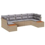 vidaXL Ensemble de canapé de jardin 7 Pièces Beige Poly rotin