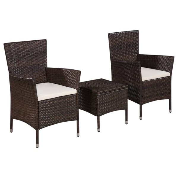 vidaXL Mobilier de bistro 3 Pièces Résine tressée Marron