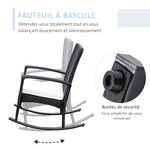 Fauteuil à bascule rocking chair avec coussin d'assise déhoussable 66l x 88l x 98h cm résine tressée imitation rotin chocolat