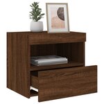 vidaXL Table de chevet avec lumières LED chêne marron 50x40x45 cm