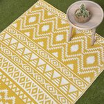 Tapis extérieur terrasse réversible - Tapis de jardin imperméable et résistant UV - Anna - Jaune - 75x200 cm - HOMESCAPES