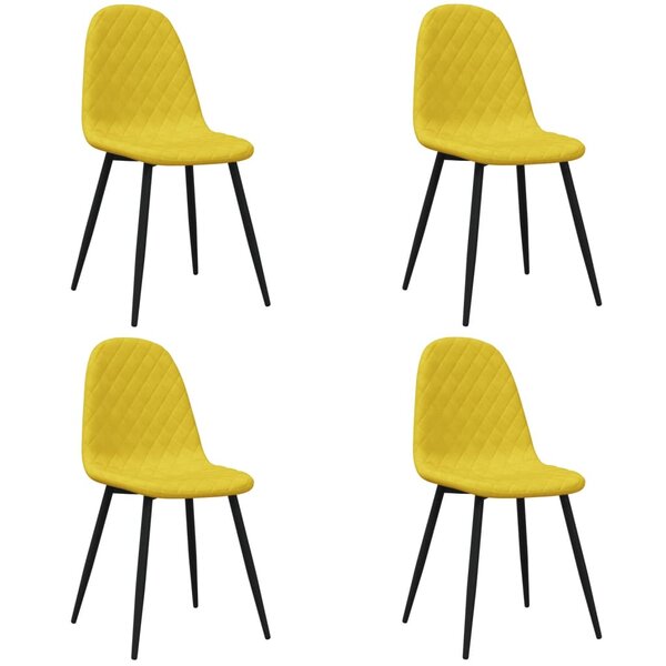 vidaXL Chaises à manger lot de 4 Jaune moutarde Velours