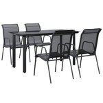 vidaXL Ensemble à manger de jardin 5 Pièces noir textilène et acier