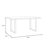 Table a manger - Décor chene et noir et pieds métal - L 160 x P 90 x H 74,1 cm - SEWILL