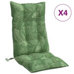 vidaXL Coussins de chaise à dossier haut lot de 4 modèle de feuille